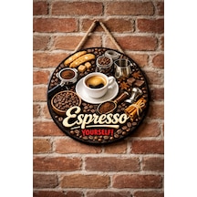 Mayeka Espresso Retro Temalı Cafeler Kahveciler Baristalar İçin Ahşap Duvar Kapı Dekoratif Süs Tablo 9