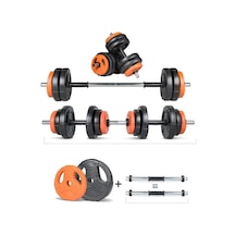 Spor Yıldız Serisi 17 Kg Multifonksiyonel Turuncu Siyah Halter Seti Ve Dambıl Seti