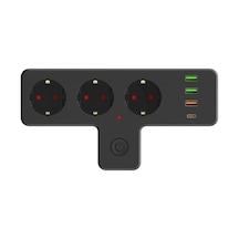 Yeni Nesil 3'lü Duvar Priz Termal Akım Korumalı Priz 3 X Usb, 1 X