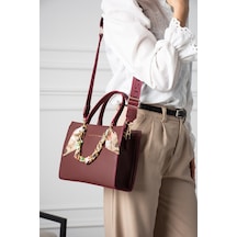 Just Polo Kadın Şık Fular Detaylı Premium Omuz & Kol Çantası Bordo