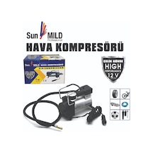 Sunmild Lastik Hava Kompresörü Siyah Çelik Gövde Yüksek Performan