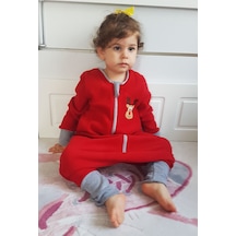 Yorni Bebek Çocuk Uzun Kollu Oeko-tex Mikro Polar Uyku Tulumu Kırmızı