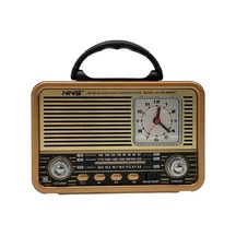 8898 Taşınabilir Nostaljik Fm Radyo Saat Bluetooth Tf Kart USB Destekli Ahşap Kasa Radyo