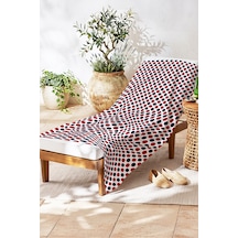 Puantiyeli Modern Şık Plaj Havlusu - Kırmızı Lacivert Geometrik Minimalist Hızlı Kuruyan Plaj Örtüsü Çok Renkli