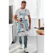 Adawall Blue - White Rose Mutfak Önlüğü