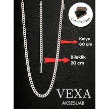Oval Kral Model Zincir Kolye Bileklik Set Kararmaz Kaplama Kutulu Ve Hediyeli Ürün Gümüş