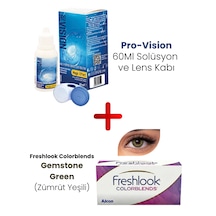Pro-vision Lens Solüsyonu + Freshlook Colorblends Gemstone Green Renkli - Numarasız Lens Hediyeli