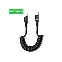 Rocoren 100w 5a E-marker Çipli Spiral Type-c To Type-c Hızlı Şarj Ve Data Kablosu 1.6 Metre