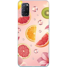 Oppo A52 Uyumlu Meyve Dilimleri Baskılı Silikon Kılıf Renkli