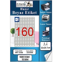 A4 Hazır Etiket 22x12 Mm 10 Sayfa 1 Paket 160 Lı Kendinden Yapışkanlı Fotokopi Lazer İnkjet Kağıdı Yazıcılar İçin Uyumlu
