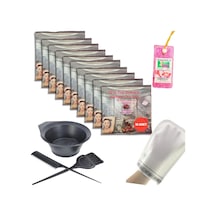 10 Paket Hamam Otu Toz Tüy Dökücü + Boya Kabı + Tarak + Fırça + Hamam Kesesi + Topuk Taşı Banyo