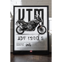 Ktm Adv 1290 Siyah Ahşap Çerçeveli Poster, Dekoratif Motosiklet Duvar Tablosu