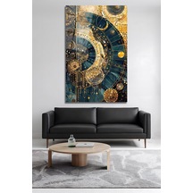 Astronomi Ve Zaman Altın Mavi Kozmik Cam Tablo Modern Sanat Tablosu Uv Baskılı Canlı Renkler Yatak Odası Ve Antre Anlamlı Hediye Seçeneği
