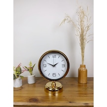 Gold Metal Modern Masa Saati 25 20 Cm Renkli