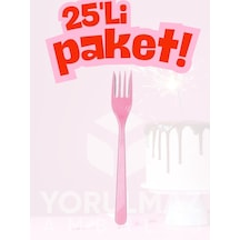 Happy Party Pembe Renkli Plastik Çatal 25 Adet Dayanıklı & Şık Kullan-at Açık Mavi