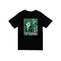 One Punch Man Tatsumaki Anime Baskılı Unisex %100 Pamuk Siyah T-shirt SIYAH