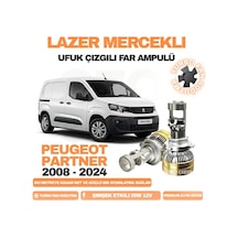 Peugeot Partner 2008 - 2024 Kısa Far Uyumlu Mercek Led Ufuk Çizgili Far Ampulü Led Şimşek Etkili