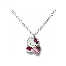 Hello Kitty Doğum Günü Pasta Figürlü Kolye 60 Cm Zincirli Sevimli Ve Renkli Takı Çok renkli