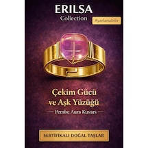 Sertifikalı Pembe Aura Kuvars Doğal Taş Yüzük Çekim Gücü Ve Aşk Çok Renkli
