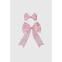 Panço Kız Çocuk Tül Detaylı Pembe Kurdela Toka Set 2612gk09030