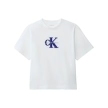 Calvin Klein Ss Boxy Seasonal Mon, Yaf, Xs Beyaz Kadın T-shirt