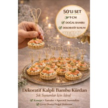 50 Li Kahve Kalpli 9 Cm Doğal Bambu Kürdan