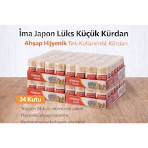 İma Japon Lüks Küçük Kürdan Ahşap Hijyenik Tek Kullanımlık Kürdan 24 Adet Bej