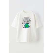 Thewert Unisex Mo More War Tasarım Baskılı Pamuk Beyaz Oversize T-shirt