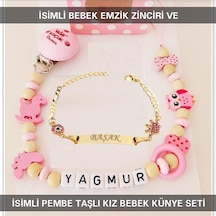 Sahi Aksesuar İsimli Bebek Emzik Zinciri Ve İsimli Bebek Künye Seti Bezyı567 Mavi