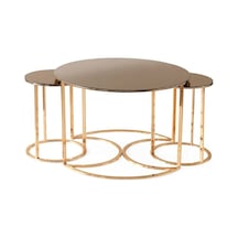 Bronz Cam Yasemin Orta Sehpa Gold Bronz