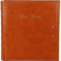Rogfer 6 İnç 500 Yaprak Geçiş Reklamı Pp Albümü Pu Deri Retro Bronzlaştırıcı Kapak Fotoğraf Albümü Turuncu