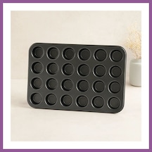 Bezos 24 Gözlü Metal Muffin Kek Kalıbı Siyah Rengaren