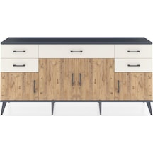Arges Konsol Tek Raflı 5 Çekmeceli 4 Kapaklı 176x30x83 Antrasit-çam/aytaşı Çam/aytaşı