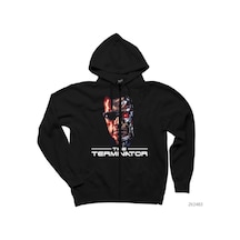 Terminator Arnold Schwarzenegger Siyah Fermuarlı Kapşonlu Sweatshirt