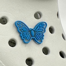 Crocs Terlik Süsü Ve Aksesuarı , Çanta Süsü Jibbitz 3d Büyük Boy Desenli Kelebek 03 Figür Logo Aksesuar Bebe Mavi-şeffaf