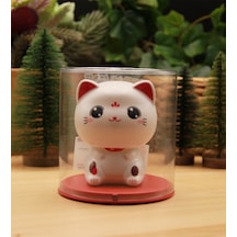 Japon Kültürü Maneki Neko Bereket Şans Kedisi Solar Panelli - Kafa Sallayan - Model3