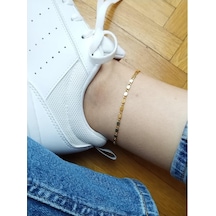 Bijustore Altın Kaplama Kadın Ezme Zincir Halhal Sarı