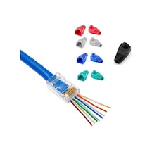 100 Adet Yeni Nesil Ez Rj45 Jack Konnektör + 100 Adet Rj45 Cover