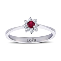 Lova Pırlantalı Yakut Çiçek Yüzük - 1030157