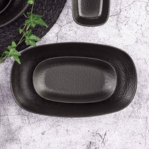 Güral Enternasyonel 2 Parça 24 Cm Kayık Tabak Siyah Mat Desenli 515 5303590