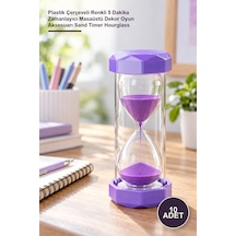 10 Adet Kum Saati Plastik Çerçeveli Renkli 5 Dakika Zamanlayıcı Masaüstü Dekor Oyun Aksesuarı Sand Timer Hourglass