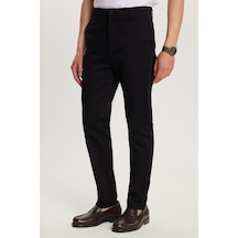 Tudors Erkek Regular Fit Chino Esnek Yandan Cepli Önü Fermuarlı Pamuklu Dokulu Siyah Pantolon-33352 Siyah