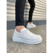 Jy502 Bold Bağcıklı Cilt Erkek Günlük Sneaker Ayakkabı Cbt - Beyaz Beyaz