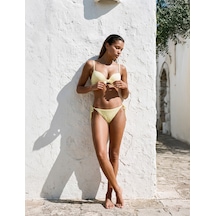 Koton Fiyonklu Pötikare Desenli Push-up Bikini Üstü Sarı Ekose 6sak10025mm Sarı Ekoseli