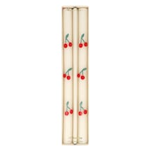 Meri Meri - Cherry Table Candles - Kiraz Desenli Şamdan Mumu - 2 Adet Tüm Yaşlar