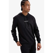 Defacto Defactofit Standart Fit Kapüşonlu Sporcu Sweatshirt D3736ax25wnbk81 Siyah
