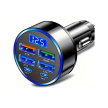 6 Portlu Hızlı Araç Şarj Cihazı 4 Usb, 2 Type-c Çıkış,dijital Gösterge