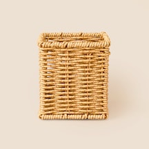 Rattan Kaşıklık - Kahverengi - 10x10x12 Cm Çok Renkli