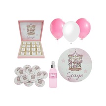 Bebek Doğum Hediyelik Süsleme Seti Çikolata Ahşap Magnet - Kapı Süsü - Kolonya - Balon Mod.5