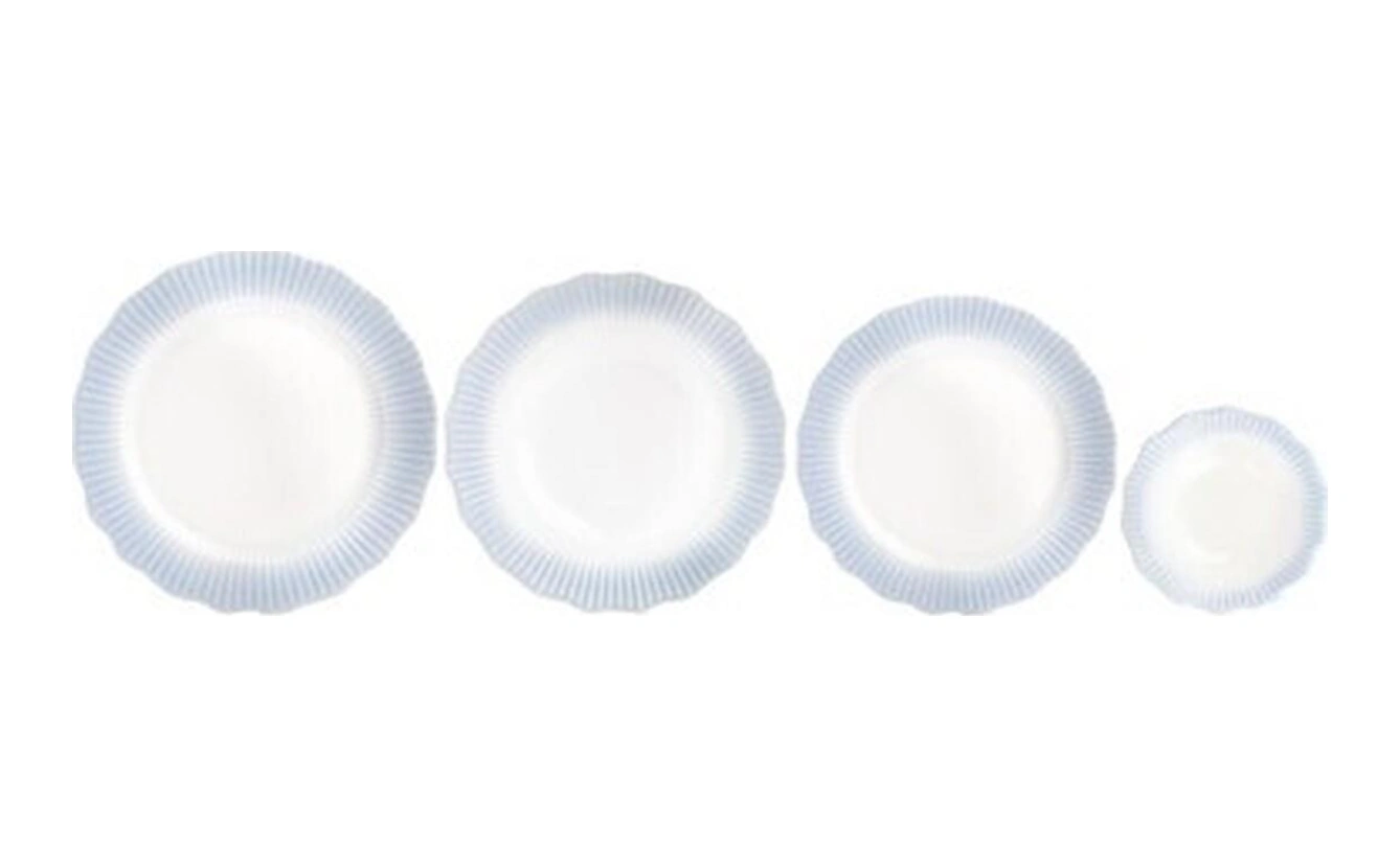 Porland Ayliz Mavi 24 Parça 6 Kişilik Yemek Takımı Süt Beyazı